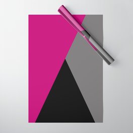 Geometric design in hot pink grey & black Wrapping Paper
