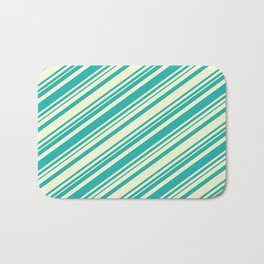 [ Thumbnail: Light Yellow and Light Sea Green Colored Lines Pattern Bath Mat ]