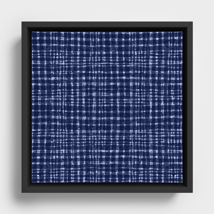 Dark blue plaid  Framed Canvas