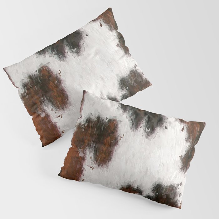 Bohemian Rust Cowhide Patch of Fur Painted with Brushstrokes Pillow Sham
