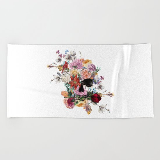 Skull and Flowers II Beach Towel