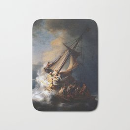 The Storm on the Sea of Galilee-Rembrandt Bath Mat | Storm, Ship, Thestormontheseaofgalilee, Oldpaiting, Rembrandt, Painting, Sea, Art 