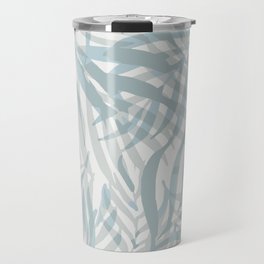 Digital palm leaves in pastel blue and gray Travel Mug