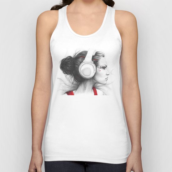 I Love Music | Girl in Headphones Unisex Tank Top