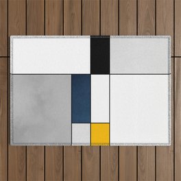 Geometric Modern Minimalist Mondrian Style Graphic Design #455b Outdoor Rug