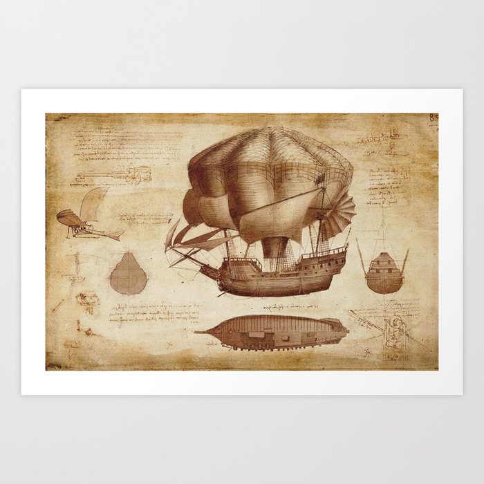 Leonardo Da Vinci's Airship Art Print