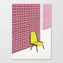 Yellow chair in a red room Canvas Print
