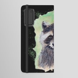 Raccoon Portrait Watercolor Black Background Android Wallet Case