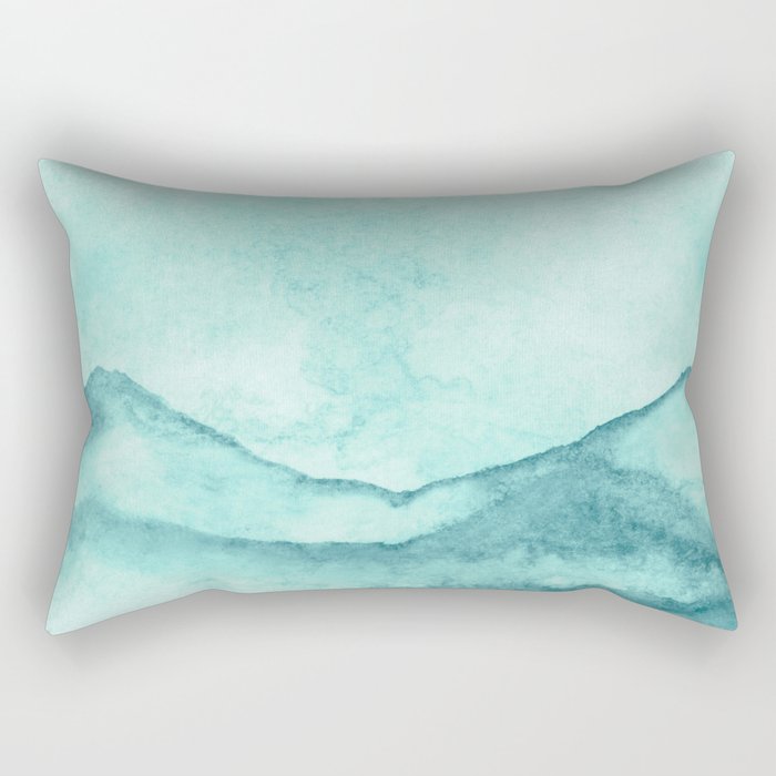 Sky Blue Watercolor Landscape Rectangular Pillow