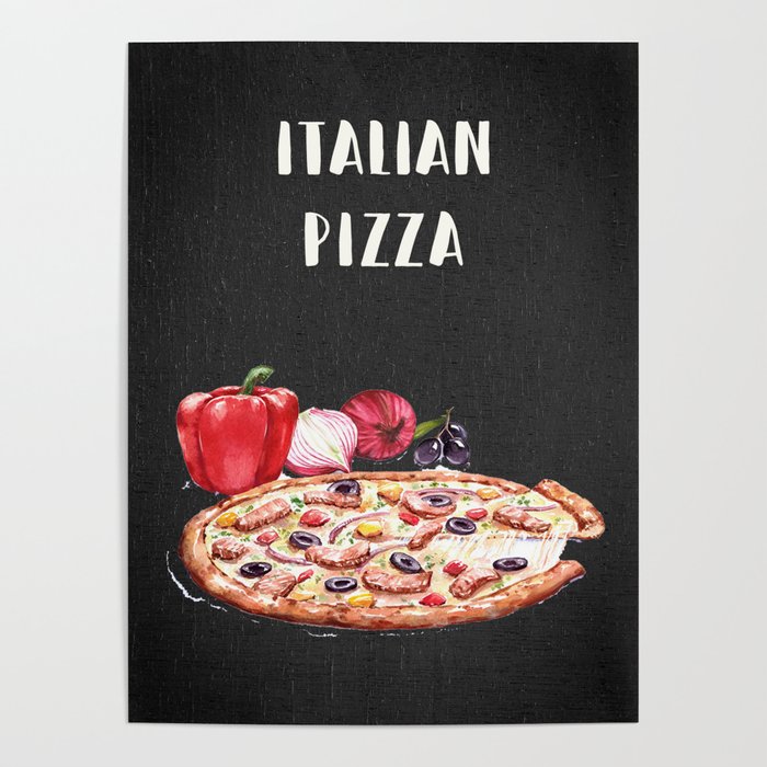 Italian Pizza Kitchen Decor Poster