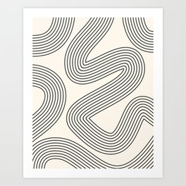Swirl Stripe Pattern 1 in Black and Beige Art Print