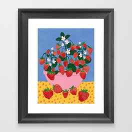 Potted Strawberries Framed Art Print