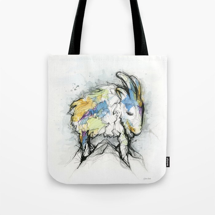 Mountain goat in watercolor Tote Bag