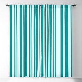[ Thumbnail: Light Cyan and Dark Cyan Colored Lines Pattern Blackout Curtain ]