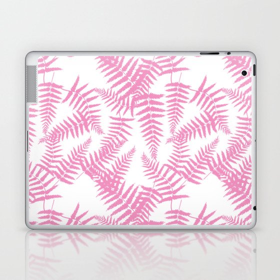 Pink Silhouette Fern Leaves Pattern Laptop & iPad Skin