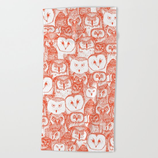 just owls flame orange Beach Towel