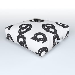 Postmodern Pretzels in Black + White Outdoor Floor Cushion