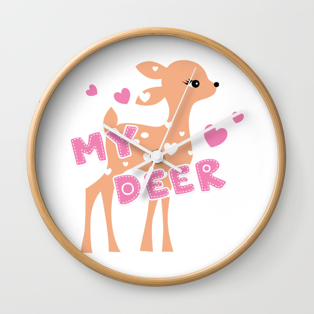 My Deer Deer Clipart Cute Deer Wall Clock By Ohmycutdesign