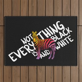 Not everything is black and white, zebra, watercolor Outdoor Rug
