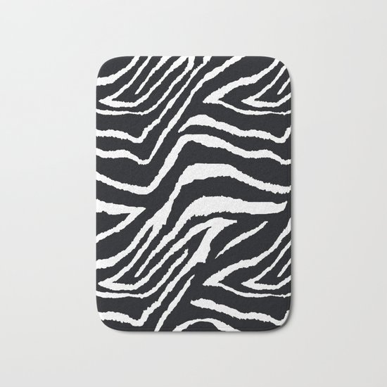 ZEBRA ANIMAL PRINT BLACK AND WHITE PATTERN Bath Mat
