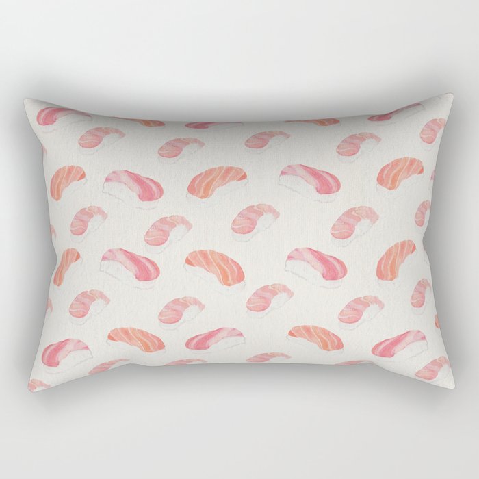 Watecolor Nigiri Sushi Pattern Rectangular Pillow