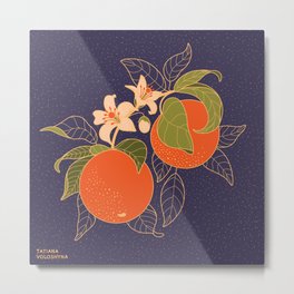 Orange Branch Metal Print
