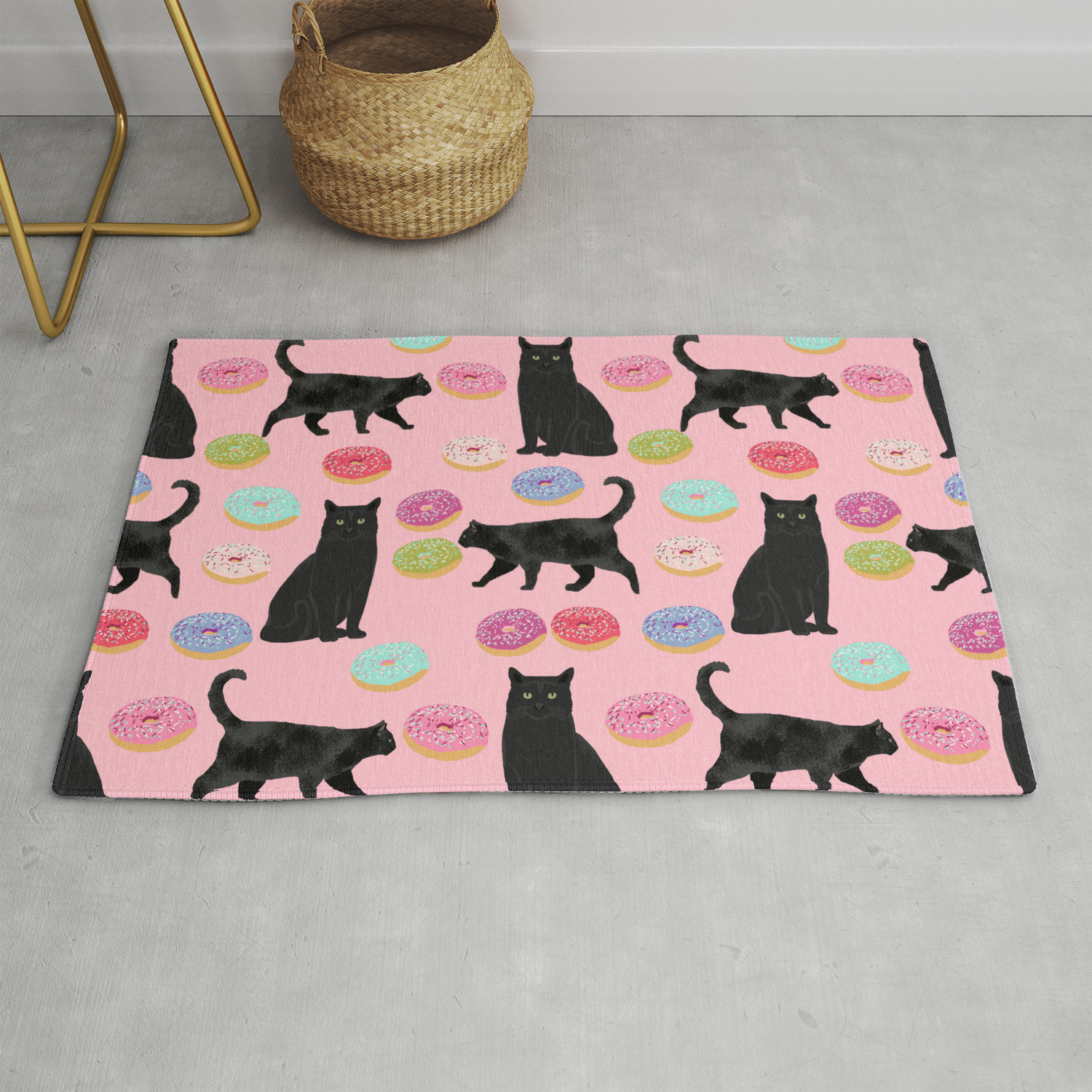 Black Cat Donuts Cat Breeds Cat Lover Pattern Art Print Cat Lady