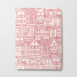 cafe buildings pink Metal Print