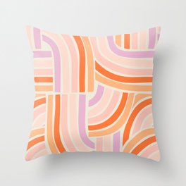 Rainbow Slide in Pink Orange and Lilac Throw Pillow