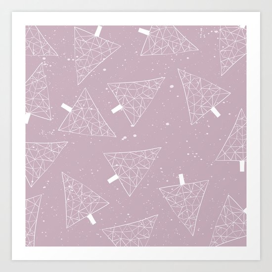 Christmas Trees Pink Art Print