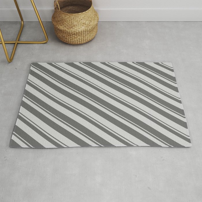 Dim Gray & Light Gray Colored Lines Pattern Rug