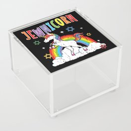 Rainbow Unicorn Cute Jew Menorah Happy Hanukkah Acrylic Box