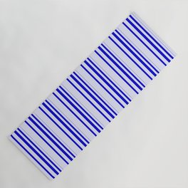 [ Thumbnail: Lavender & Blue Colored Pattern of Stripes Yoga Mat ]