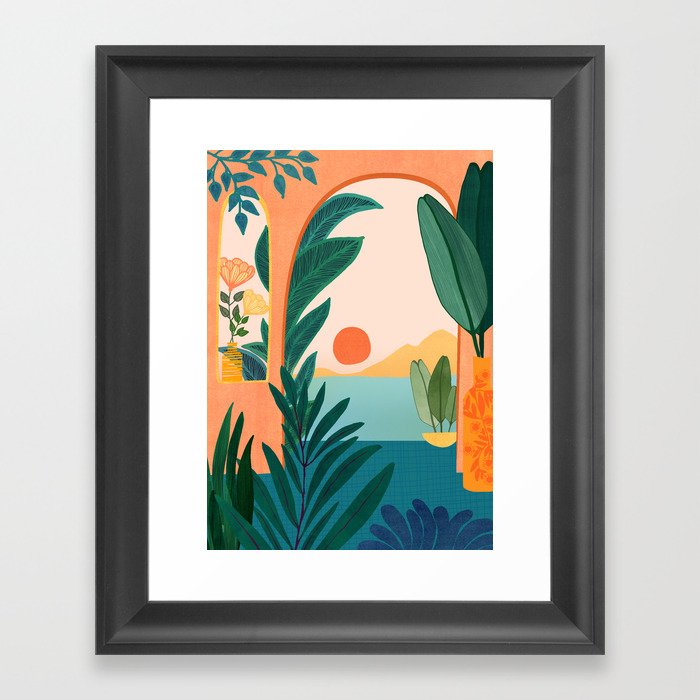 Tropical Evening Sunset Landscape Framed Art Print