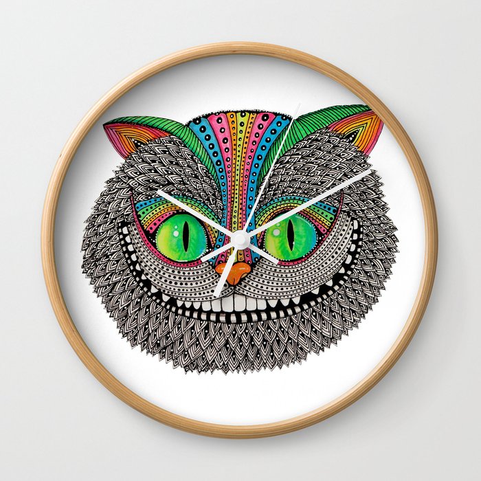 Alice´s cheshire cat by Luna Portnoi Wall Clock