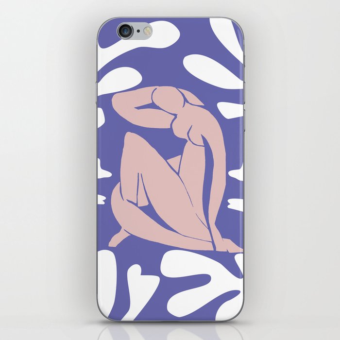 Beach Nude on Very Peri Lavender with Ocean Seagrass Leaves Matisse Inspired iPhone Skin