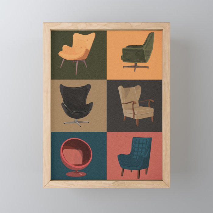 Mid-Century Chairs Framed Mini Art Print