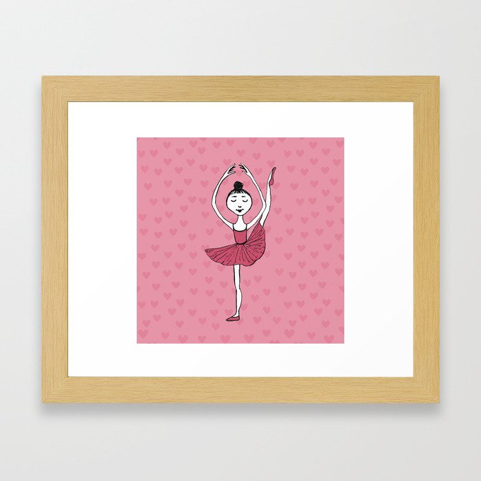 Ballet girl pink battement Framed Art Print