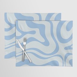 Soft Liquid Swirl Abstract Pattern Square in Powder Blue Placemat