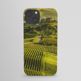 Panorama of Langhe vineyards and Grinzane Cavour. Italy iPhone Case