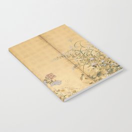 Japanese Edo Period Six-Panel Gold Leaf Screen - Spring and Autumn Flowers Notebook