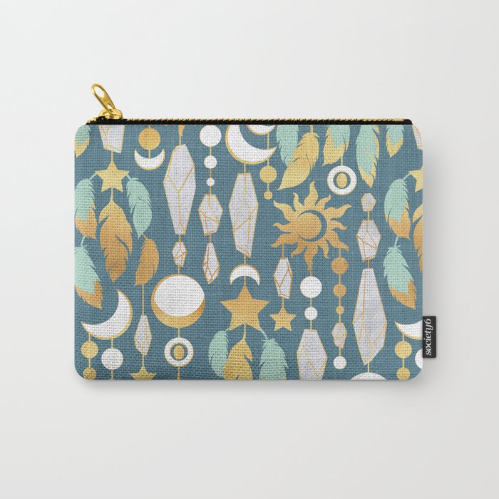 Bohemian spirit // dark turquoise background Carry-All Pouch