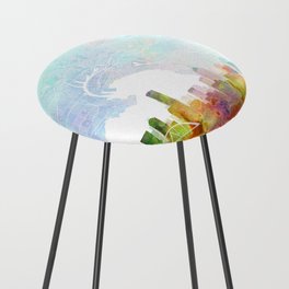 Melbourne Skyline Map Watercolor, Print by Zouzounio Art Counter Stool