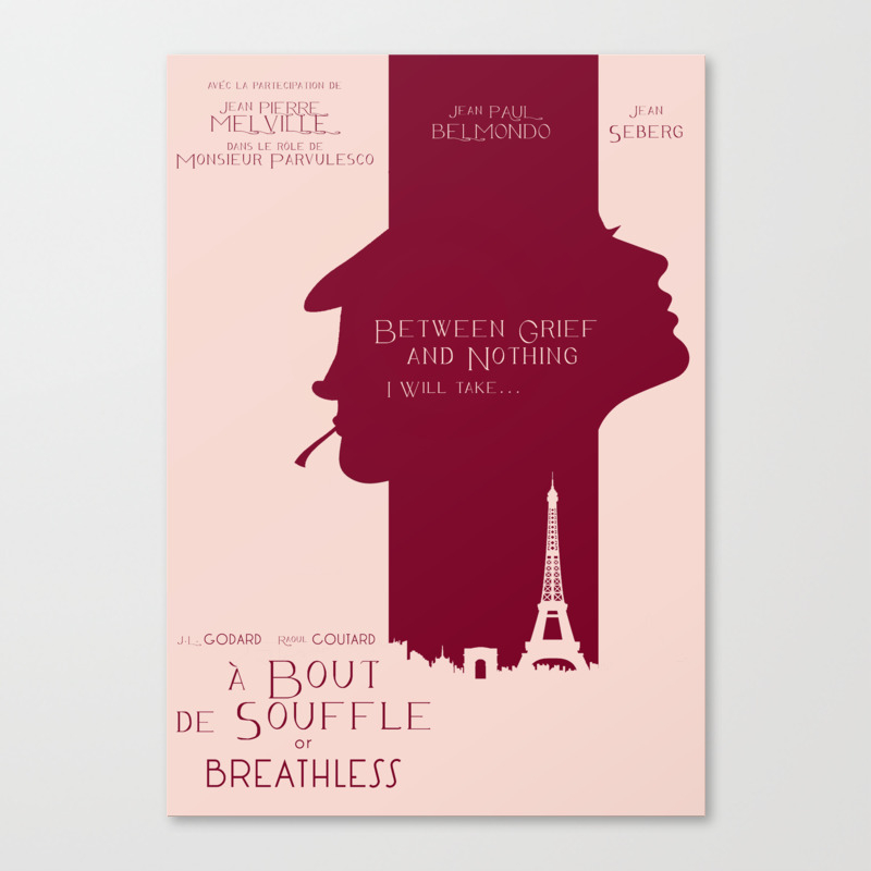 Breathless A Bout De Souffle Minimal Movie Poster Jean Luc Godard Classic French Film New Wave Canvas Print By Stefanoreves Society6