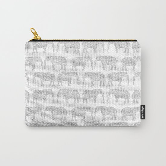 Geometric Elephant grey monochromatic minimal gray and white kids children pattern print Carry-All Pouch