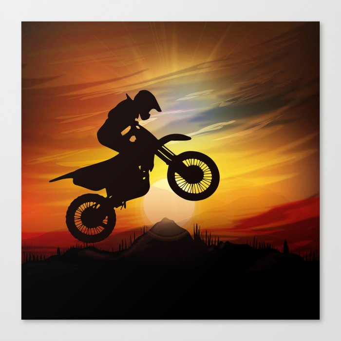 Mountain Motorcycle Adventure - Sunset Canvas Print