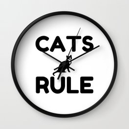 Cats Rule Paw Pet Fan Wall Clock