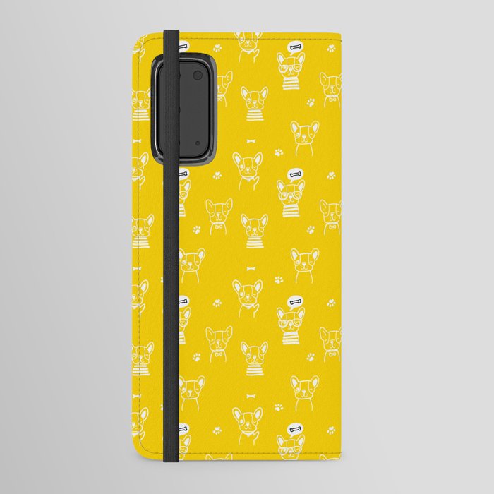 Yellow and White Hand Drawn Dog Puppy Pattern Android Wallet Case