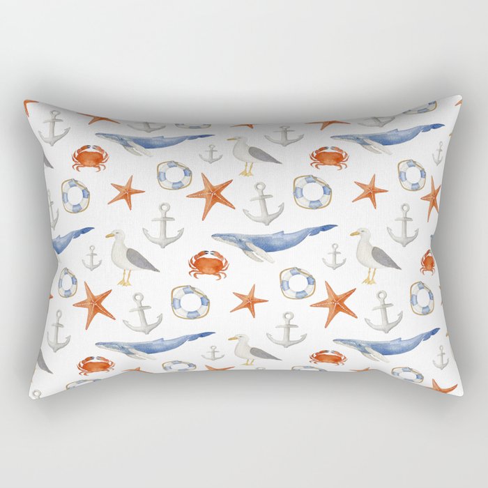 Watercolor nautical pattern Rectangular Pillow