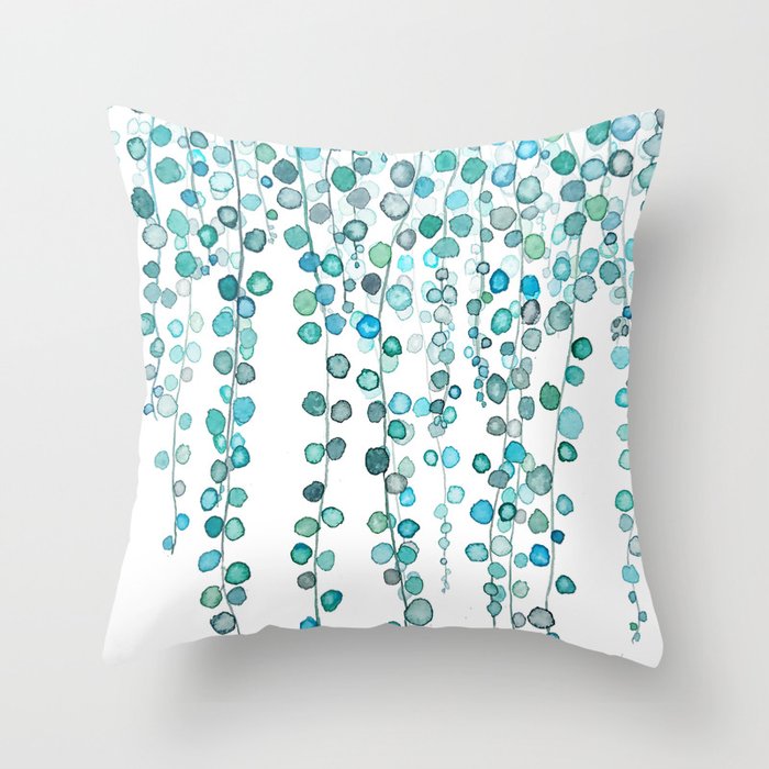String Of Pearls plants watercolor 2 Throw Pillow